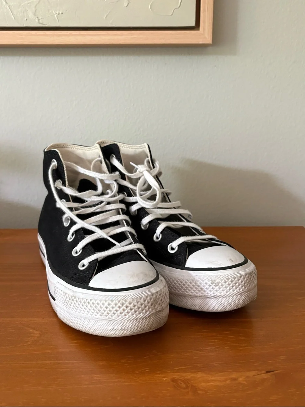Converse Black and White Platform High-Top Sneakers